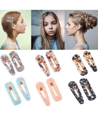 Colorful Geometric Acrylic Resin Hair Clips - 12 Piece Set for Women & Girls - Buy Online on GoSupps.com