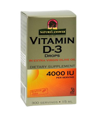 Nature's Answer Vitamin D-3 Drops - 4000 IU - 0.5 fl oz - Vital To Health and Well Being - Sugar Free