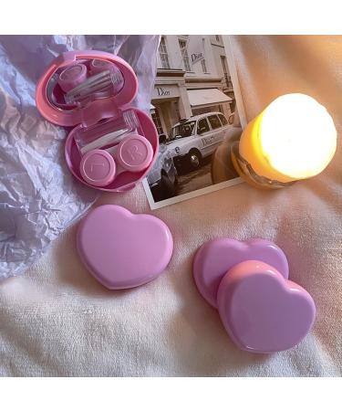 4 Packs Heart Shape Contact Lens Cases - Travel Eye Case Box Holder with Tweezers & Solution Kit (Dark Pink) - Perfect for Daily Outdoor Use - Buy Online on GoSupps.com