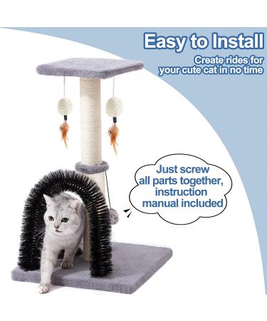 Cat Scratching Post with Sisal Rope, Arch Self Groomer, and Plush Cover - Ideal for Indoor Cats and Kittens - Buy Online on GoSupps.com