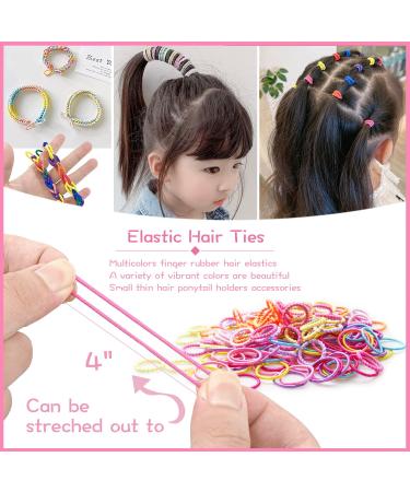 Tallsocne Girls Hair Accessory Set - Multicolor Mini Seamless Hair Ties, Elastic Bands, Butterfly Clips, Flower Claws, Styling Tools - Buy Online on GoSupps.com