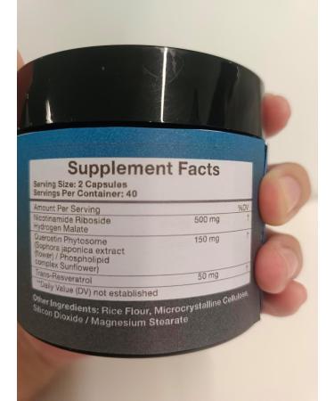 NAD+ Supplement-Liposomal Nicotinamide Riboside Resveratrol 1000mg Pure Organic Supplement for Healthy Aging Brain Cellular Energy 80 Capsules - Buy Online on GoSupps.com