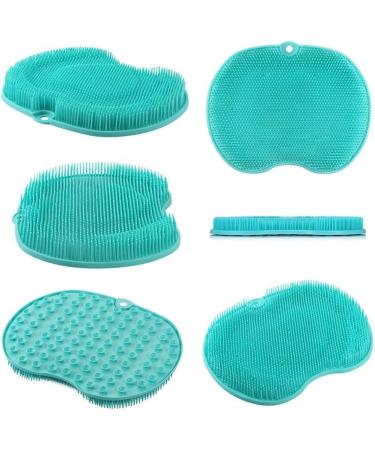Extra Large Shower Foot Scrubber Massager with Non-Slip Suction Cups - Increase Circulation & Exfoliation - Soft Bristles - 11.8 x 9.5 Inches - Green - Buy Online on GoSupps.com