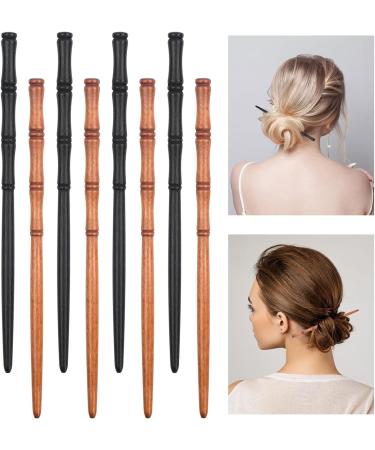 8 Pieces Wooden Hair Sticks Chinese Hair Pin Decorative Hair Stick For Ladies Bamboo Shape Hair Sticks for Buns for Women and Girls (2 Colours) - Buy Online on GoSupps.com