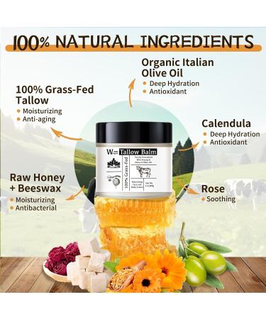 ALLBIZ Beef Tallow Honey Face Moisturizer - All Natural 100% Grass-Fed Tallow & Raw Wild Honey Balm for Radiant Skin (Unscented - Buy Online on GoSupps.com