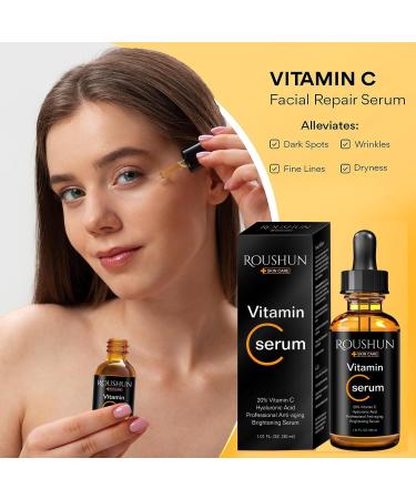 Derma Roller Kit for Face and Body - Vitamin C 20% Serum Skin Care Kit 540 Microneedling Face Roller 0.5mm Vitamin C E Hyaluronic Acid Serum Microneedle Roller Set for Acne Scar Anti Aging Wrinkles 2 Piece Set - Buy Online on GoSupps.com