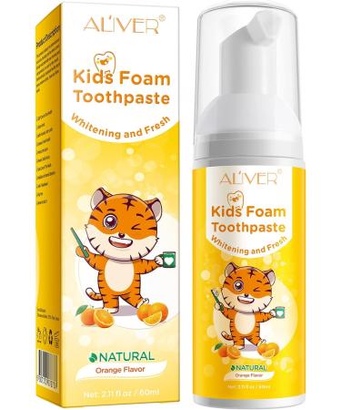 Kids Foam Toothpaste with Low Fluoride | U-Shaped Toothbrush | Anticavity Foaming Toothpaste - Orange Flavor - Buy Online on GoSupps.com
