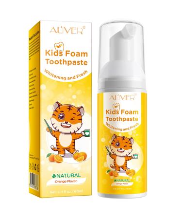 Kids Foam Toothpaste with Orange Flavor Children Toothpaste with Low Fluoride & Natural Formula to Reduce Plaque Orange Flavor Kids Toothpaste