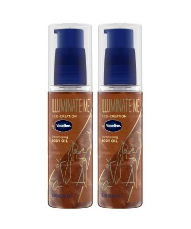Vaseline Illuminate Me Body Oil - Shimmering Body Bronzer Radiant Body Glow Oil Hydrating Shimmer Body Oil for Melanin-Rich Skin Body Shimmer Oil for Glowing Skin 3.3 Oz Ea (Pack of 2)