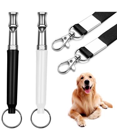 2 Pack Dog Whistle Dog Whistles for Recall Ultrasonic Stop Barking Silent Adjustable Dog Training Whistle with Lanyard White and Black - Buy Online on GoSupps.com