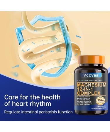 Magnesium Complex 700mg 12-in-1 Magnesium Supplement with Glycinate, Citrate, Malate, Oxide, Taurate & More High Absorption for Muscle, Heart, Sleep, Bone, Nerve Support 120 Capsules - Buy Online on GoSupps.com