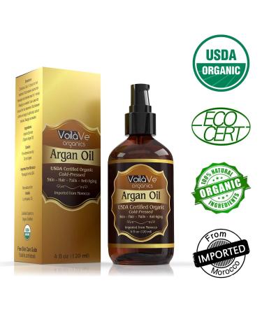 VoilaVe Organic Moroccan Argan Oil - Skin, Nails & Hair Growth - Face Moisturizer with Vitamin E - Women's Face & Neck Lotion - Buy Online on GoSupps.com