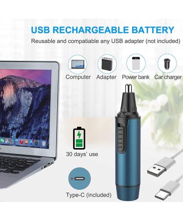 Ear and Nose Hair Trimmer 2022 | USB Rechargeable Professional Nose Trimmer for Men and Women | IPX7 Waterproof Dual Edge Blades | Blue - Buy Online on GoSupps.com