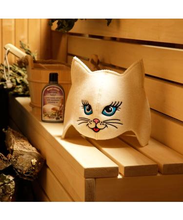 Natural Textile Sauna Hut for Cats | 100% Organic Wool Hats - Heat Protection & English Sauna E-Book Included | Embroidered Sauna Kitten Design - Buy Online on GoSupps.com