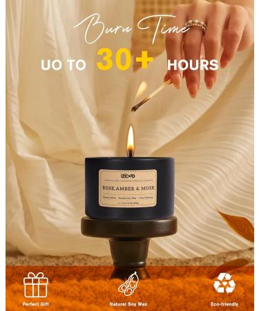 IZIDDO Scented Candles - Outdoor Patio Candles Rose & Amber Musk 6.5oz | Natural Gift for Men - Strong Aroma for Home - Buy Online on GoSupps.com