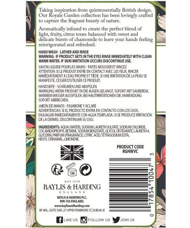 Baylis & Harding Hand Wash Bundle 6 x 500ml Royale Garden Limited Edition Verbena & Chamomile + 3 x 500ml Anti-Bacterial Jasmine & Apple Blossom - Vegan Friendly | 9 Bottles - Buy Online on GoSupps.com