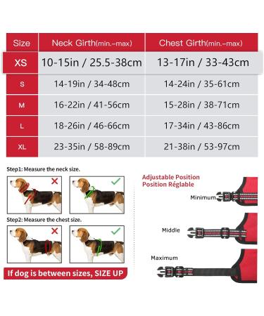 Adjustable Heele No-Pull Dog Harness for Small Dogs - Reflective Breathable Padded Handle | XS Size (33-43cm) - Red - Buy Online on GoSupps.com