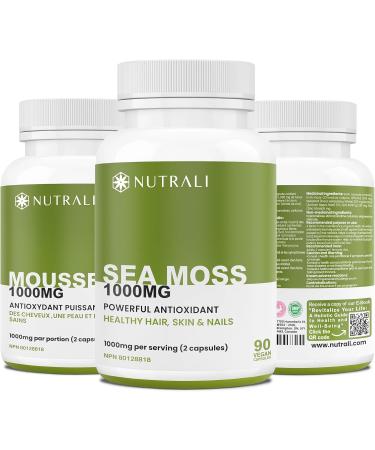 New BONUS SIZE HIGH POTENCY 1000mg Irish Sea Moss Capsules (2 capsules per serving) with Seawrack Burdock & Zinc. Immune Support Improved Skin Hair Nail Health Powerful Antioxidant. Natural Iodine. Non-GMO Vegan Gluten Free. 90 Easy to Swallow Capsules 2  - Buy Online on GoSupps.com