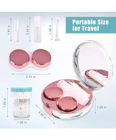 Rose Gold Contact Lens Travel Kit with Cleaner Washer - Portable Box with Mirror, Tweezers, Remover Tool & Solution Bottle - Ideal for Daily & Outdoor Use - Buy Online on GoSupps.com