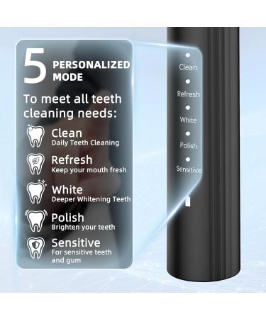 Electric Toothbrush - 8 Brush Heads 90 Days Battery Fast Wireless Charge 5 Modes & Smart Timer for Adults - Buy Online on GoSupps.com