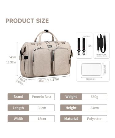 Pomelo Multifunctional Beige Diaper Bag - Waterproof Pad 2 Stroller Hooks & Adjustable Shoulder Strap - Best Travel Bag for Parents - Buy Online on GoSupps.com