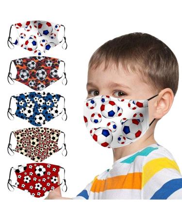 5pcs Children Ball Cute Cartoon Pattern Washable Reusable Adjustable Comfortable Elastic Earloop Face_Mask