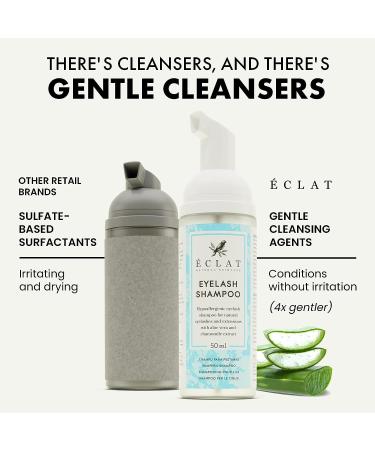 Lash Shampoo Kit with Aloe Vera & Chamomile Extract - Gentle Foaming Cleanser for Eyelash Extensions - Vegan Friendly - Buy Online on GoSupps.com