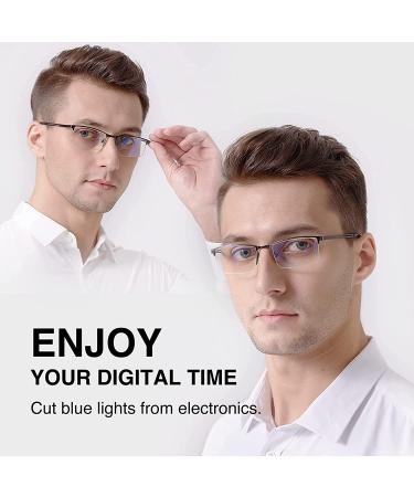OENEYE 3 Pack Blue Light Blocking Reading Glasses for Men - Stylish Metal Frame Readers | Comfort Spring Hinges | Multicolor - 1.75x - Buy Online on GoSupps.com
