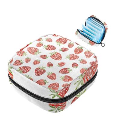 Muooum menstrual artery bag zipper women's flip bag tampons collect bags for women girls (strawberry pink pattern) Color 4