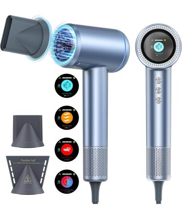 Hair Dryer 150000 RPM High-Speed Brushless Motor Negative Ionic Hair Dryer for Fast Drying Blow Dryer with Memory Mode 4 Temps & 3 Speeds and 2 Magnetic Nozzle Hairdryer for Woman Kids Salon