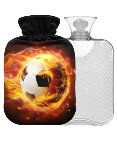 Naanle fire football hot water bottle with reference transparent hot water bottle 1l heat bottle for bed hand feet warmer pain relief heat and cold therapy
