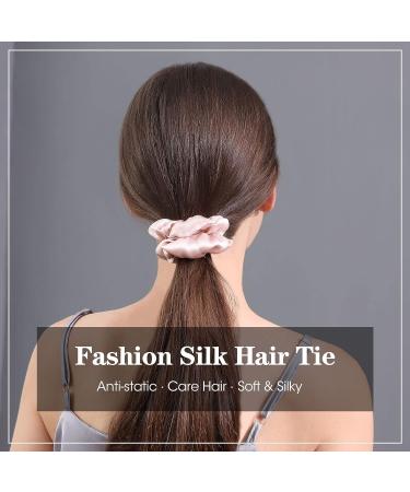 DaisySilk 22 Momme Mulberry Silk Scrunchies - 3 Pack Hair Ties for Frizz Prevention - Thick Silk Scrunchies for Women - Valentine's Day Gift - Black, Pink, Champagne - Buy Online on GoSupps.com