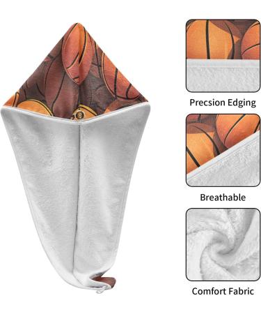 Super Absorbent Basketball Pattern Hair Towel 2 Pack | Quick Dry Hair Turbans for Women & Girls | Ideal Hair Drying Solution - Buy Online on GoSupps.com