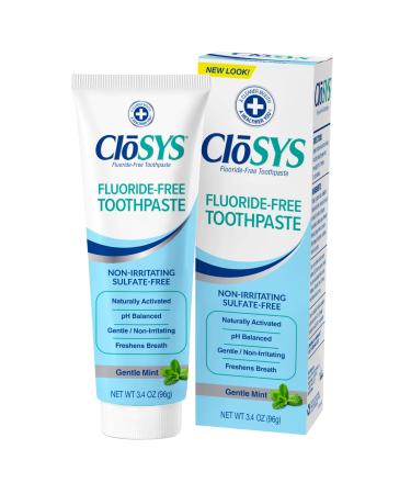 CloSYS Fluoride Free Toothpaste 3.4 Ounce Travel Size Gentle Mint TSA Compliant Whitening Enamel Protection Sulfate Free