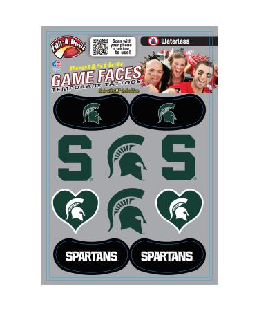 Fan-A-Peel Michigan State University Waterless Temporary Tattoos - Hypoallergenic Peel and Stick Waterproof Temporary Tattoos  Decal Assortment