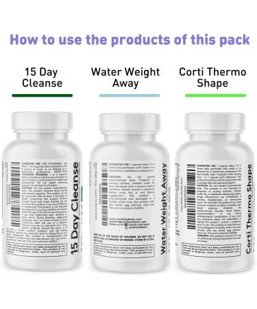 Sculpt Shred Cleanse Detox - 3x Action Diet Pills for Belly Bloating & Boosted Metabolism | Corti-Thermo Shape + Water Pills + Colon Cleanser - 120 Capsules - Buy Online on GoSupps.com