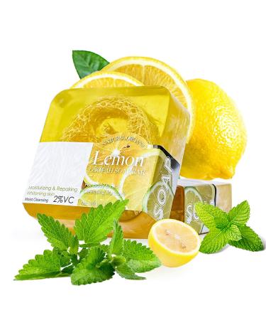 Gregali Antibacterial Lemon Soap Antifungal Natural Lemon Soap Bar Handmade Loofah Lemon Tea Tree Antibacterial Treatment Soap 100g Organic Soap Bar for Tinea Versicolor Folliculitis