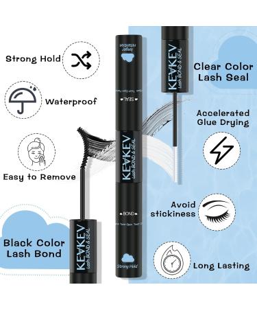 KevKev Lash Bond and Seal - Waterproof Eyelash Glue for Lash Clusters 72-Hour Strong Hold 10ml Black with Remover Swabs - Buy Online on GoSupps.com