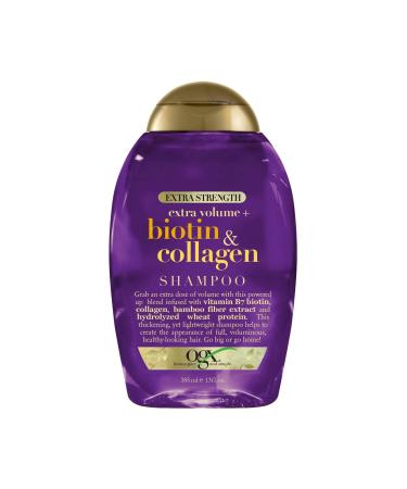 OGX Thick & Full + Biotin & Collagen Extra Strength Volumizing Shampoo with Vitamin B7 & Hydrolyzed Wheat Protein for Fine Hair. Sulfate-Free Surfactants for Thicker Fuller Hair 13 Fl Oz