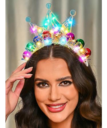 Handcess Light up Birthday Headband Festival LED Crown Hair Band Luminous Costume Hair hoop Party LED Hair Accessories for Women Colorful - Buy Online on GoSupps.com