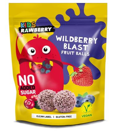 RAWBERRY Kids Wild Fruit Balls - No Added Sugar Gluten Free & Vegan Snack | 8 x 50g Wild Berry - Healthy International Shipping - Buy Online on GoSupps.com