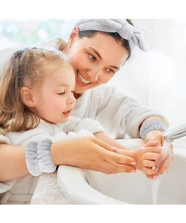 6 Pcs Spa Headband and Wristband Set - Microfiber Skincare Headbands for Face Washing and Makeup - Black+Gray - Buy Online on GoSupps.com