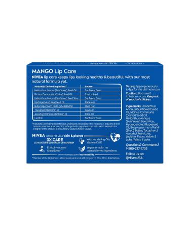NIVEA Lip Mango Care - Orange - Pack of 4 - 0.17 Oz. - Buy Online on GoSupps.com