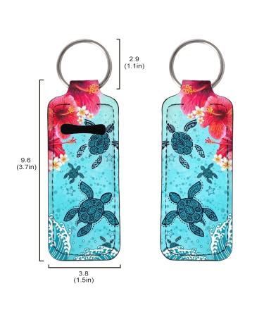 Tropical Flower Turtle Lip Balm Holder Keychain - Chapstick Tracker & Safeguard - Buy Online on GoSupps.com