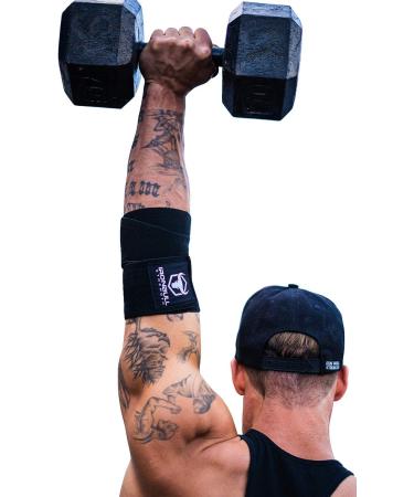 Iron Bull Strength Elbow Wraps (1 Pair) - 40 Elastic Support for Weightlifting - Black - Buy Online on GoSupps.com
