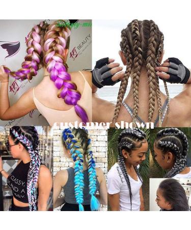 60cm Ombre Braided Hair Extensions - Dark Blue to Rose Red to Blonde 5 Bundles Synthetic Jumbo Braids for Crochet Art Hair - Buy Online on GoSupps.com