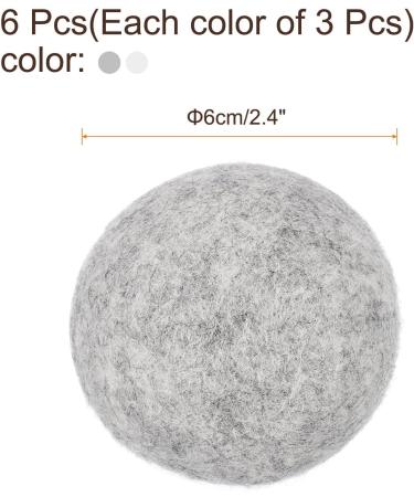 sourcing map 6 Pcs Wool Dryer Balls 2.6 Inches Wool Laundry Dryer Balls for Reducing Clothing Static and Wrinkles White and Light Grey - Buy Online on GoSupps.com