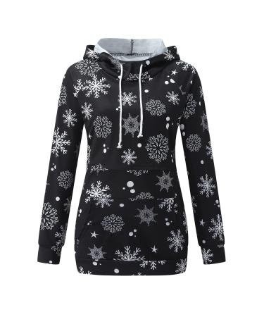 Women Maternity Long Sleeve Hoodie Sweatshirts Top for Breastfeeding Belly B-black X-Large