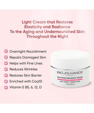 Rejuvenating Night Cream 1oz - Anti-Aging Moisturizer for Mature/Sun-Damaged Skin | Hydrating Facial Treatment | Made in France - Buy Online on GoSupps.com