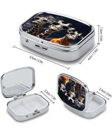 Decorative Pill Box - Three Giraffes Wearing Sunglasses | 2 Compartment Portable Medicine Organizer for Pocket & Purse - Buy Online on GoSupps.com